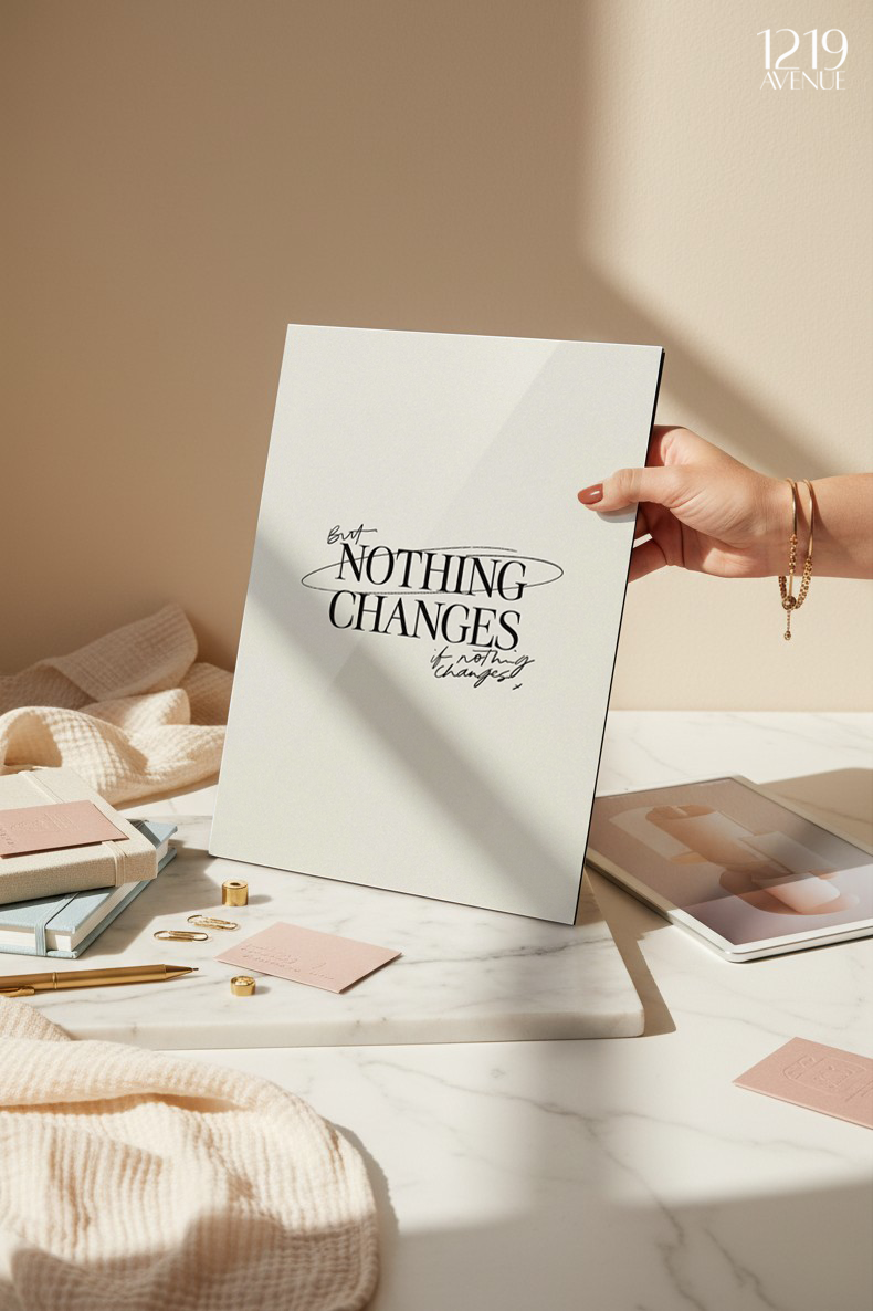 Printed 4K Ultra Gloss Metal Frame A3 Size | Nothing Change Design | 1.2mm Premium Thickness Wall Frame (12x18 Inches)