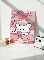 Printed 4K Ultra Gloss Metal Frame A3 Size | Hug Me Pink Print | 1.2mm Premium Thickness Wall Frame (12x18 Inches)