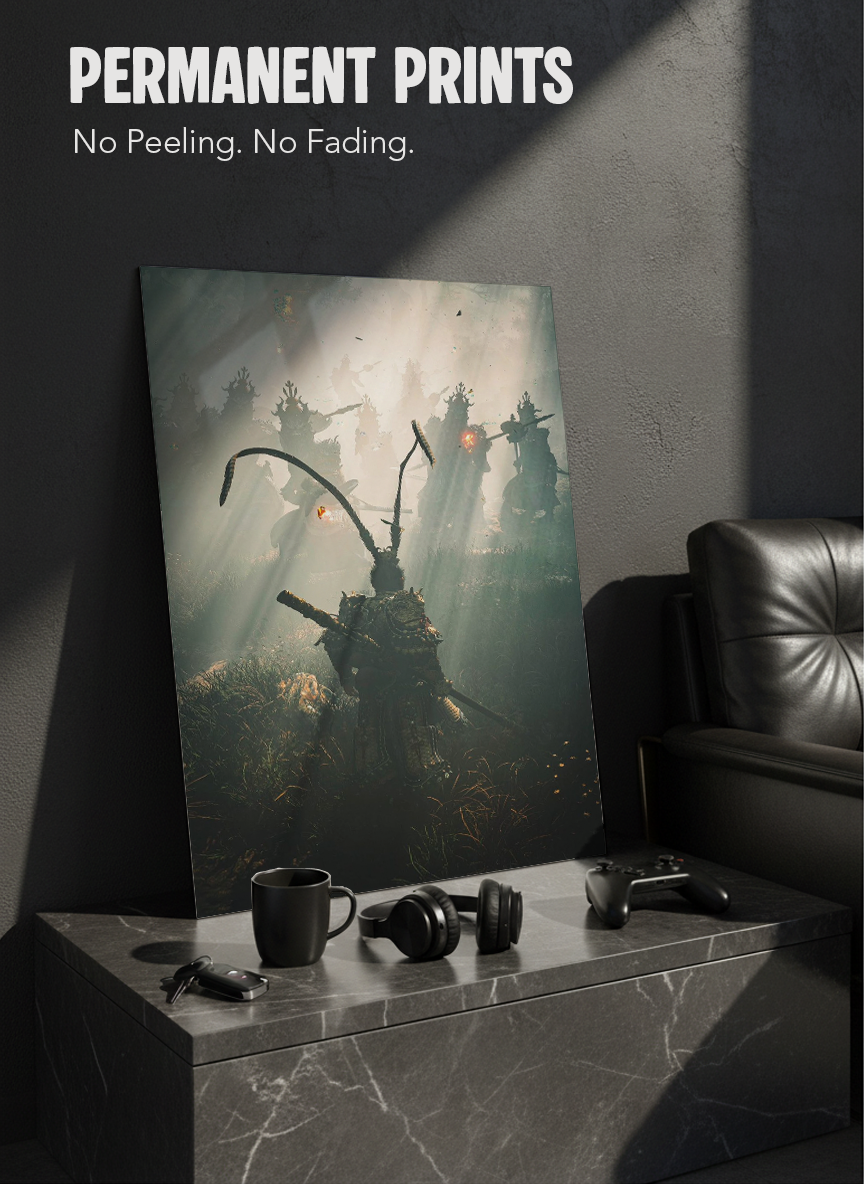 Printed 4K Ultra Gloss Metal Frame A3 Size | Spirit of the Samurai Print | 1.2mm Premium Thickness Wall Frame (12x18 Inches)