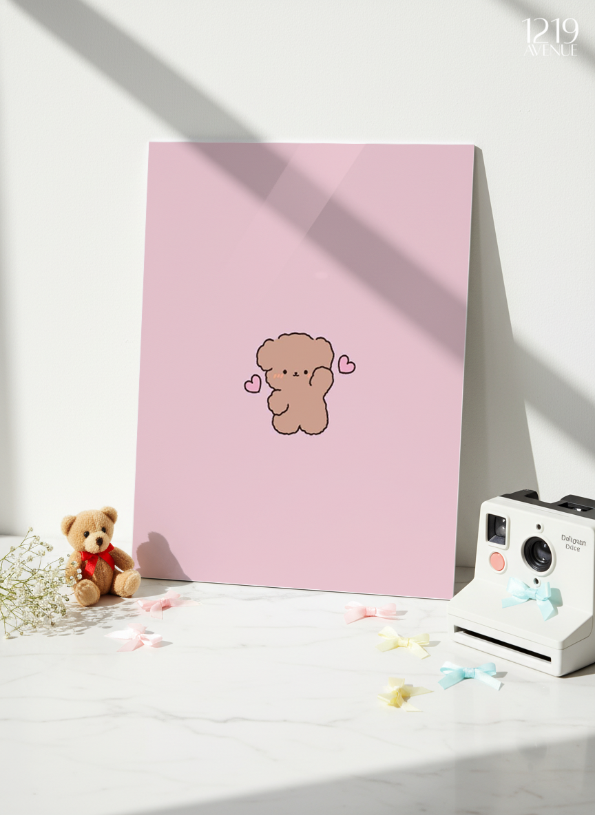 Printed 4K Ultra Gloss Metal Frame A3 Size | Lil Bear Love Print | 1.2mm Premium Thickness Wall Frame (12x18 Inches)