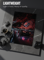 Printed 4K Ultra Gloss Metal Frame A3 Size | Dragon Night Racer Print | 1.2mm Premium Thickness Wall Frame (12x18 Inches)