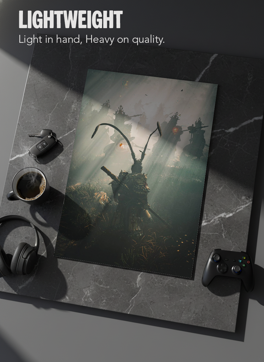 Printed 4K Ultra Gloss Metal Frame A3 Size | Spirit of the Samurai Print | 1.2mm Premium Thickness Wall Frame (12x18 Inches)