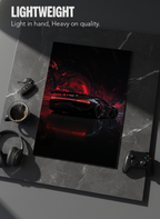 Printed 4K Ultra Gloss Metal Frame A3 Size | Midnight Redline Print | 1.2mm Premium Thickness Wall Frame (12x18 Inches)