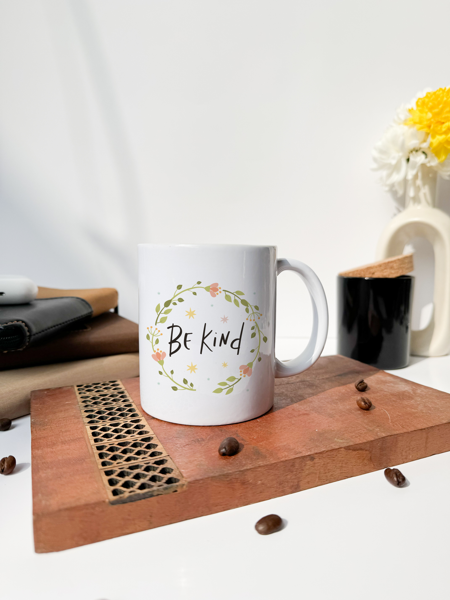 Ceramic White Mug 350ml | Be Kind Permanent Print | Pocket Picks Mugs