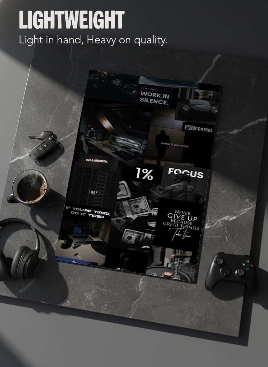 Printed 4K Ultra Gloss Metal Frame A3 Size | 1% Mindset Print | 1.2mm Premium Thickness Wall Frame (12x18 Inches)