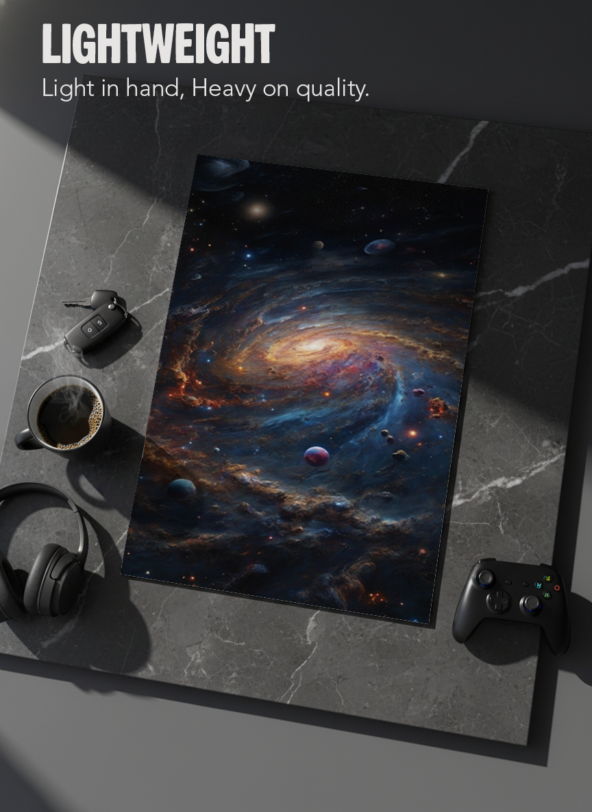 Printed 4K Ultra Gloss Metal Frame A3 Size | Cosmic Infinity Vibes Print | 1.2mm Premium Thickness Wall Frame (12x18 Inches)