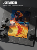 Printed 4K Ultra Gloss Metal Frame A3 Size | Flame Rage Unleashed Print | 1.2mm Premium Thickness Wall Frame (12x18 Inches)