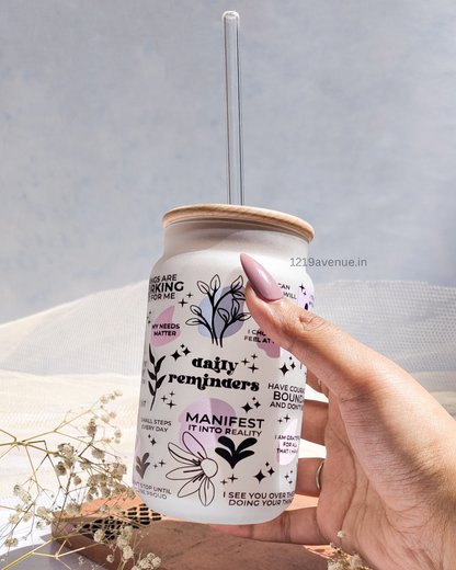 Frosted Can Shaped Sipper 500ml |Daily Reminder Print| 17oz Can Tumbler with Straw and Lid
