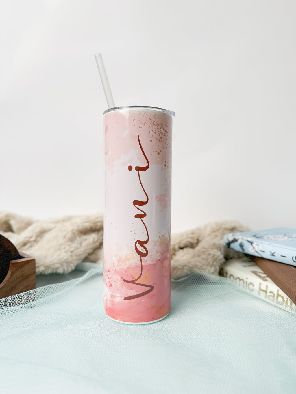 Personalized Colossal Tumbler 700ml with Straw | Dreamy Cascade Name Custom Print| Double Walled Insulated Tumbler 7-8 hrs