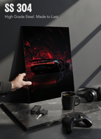 Printed 4K Ultra Gloss Metal Frame A3 Size | Midnight Redline Print | 1.2mm Premium Thickness Wall Frame (12x18 Inches)
