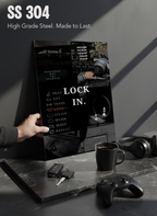 Printed 4K Ultra Gloss Metal Frame A3 Size | Lock In Mentality Print | 1.2mm Premium Thickness Wall Frame (12x18 Inches)