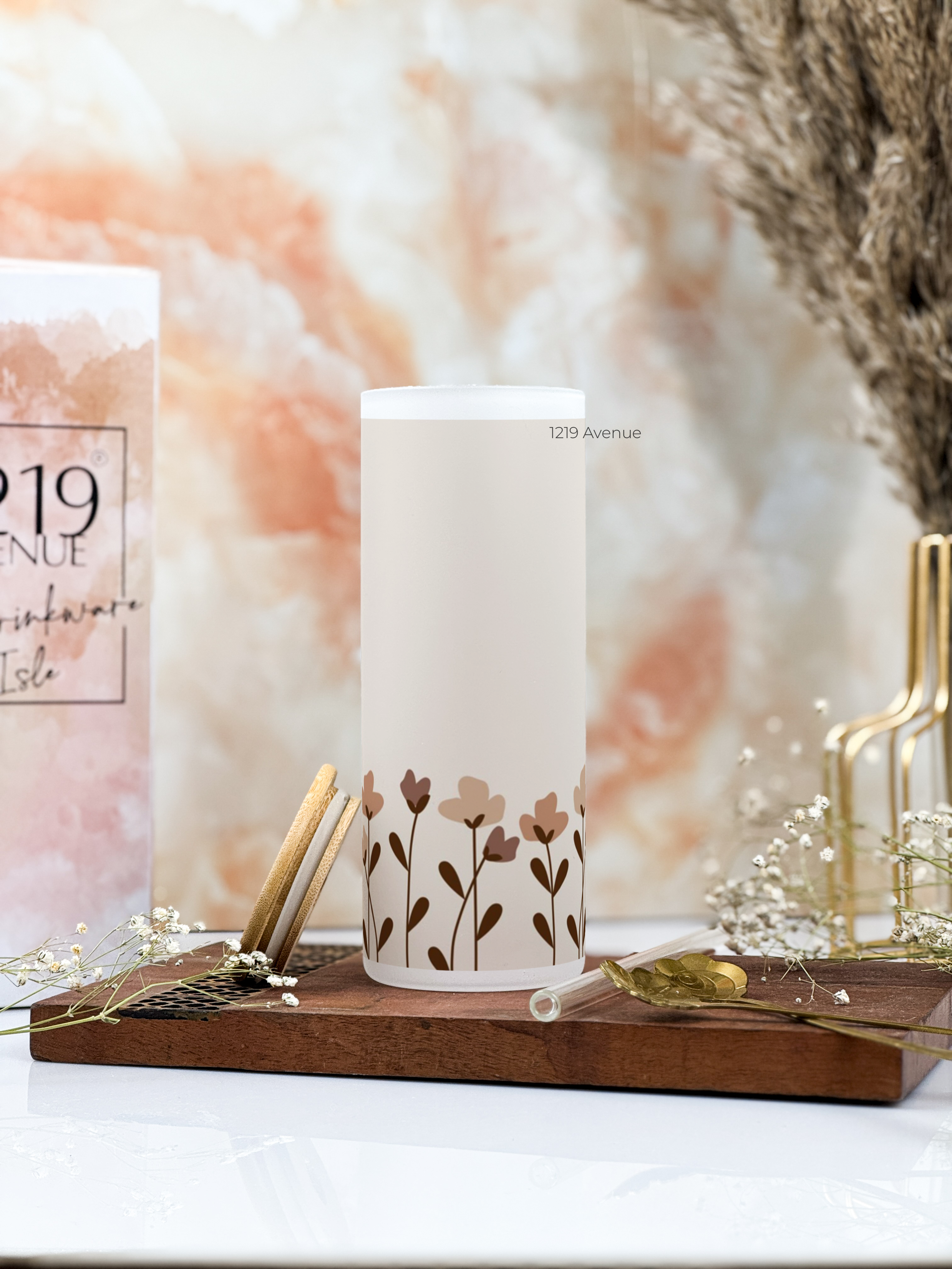 Frosted Grande Sipper 650ml| Flower Valley Print| 20oz Tall Tumbler with Straw and Lid