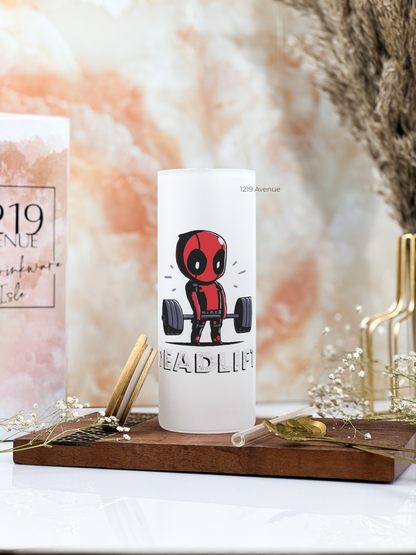 Frosted Grande Sipper 650ml| Deadpool Deadlift Print| 20oz Tall Tumbler with Straw and Lid