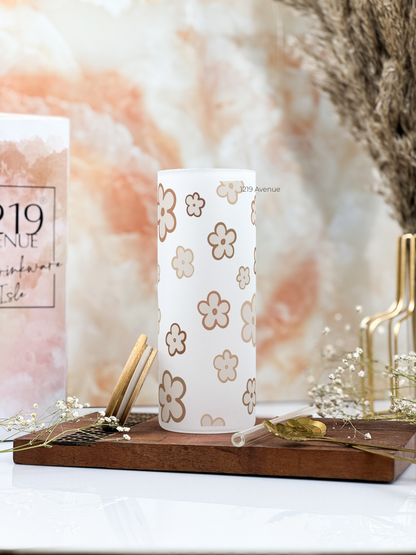 Frosted Grande Sipper 650ml| Doodly Fleurs Print| 20oz Tall Tumbler with Straw and Lid