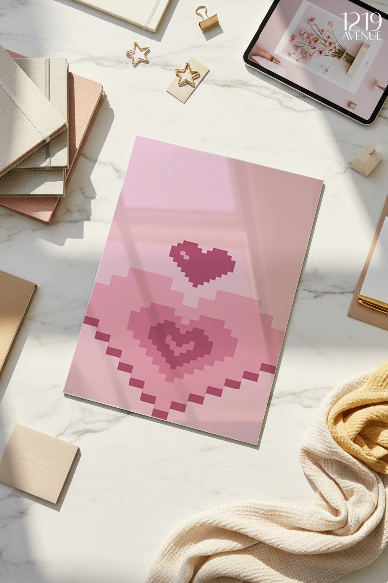 Printed 4K Ultra Gloss Metal Frame A3 Size | Heart Design | 1.2mm Premium Thickness Wall Frame (12x18 Inches)