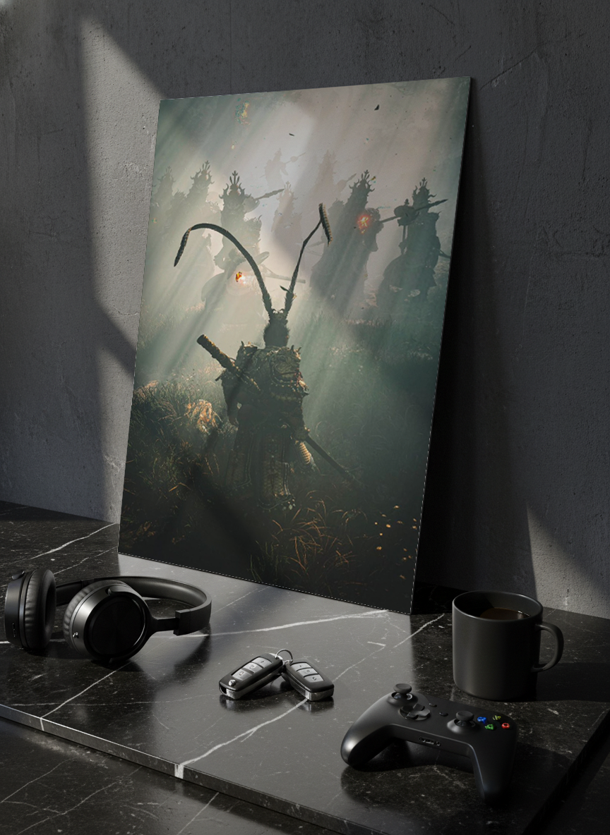 Printed 4K Ultra Gloss Metal Frame A3 Size | Spirit of the Samurai Print | 1.2mm Premium Thickness Wall Frame (12x18 Inches)