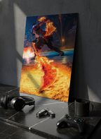 Printed 4K Ultra Gloss Metal Frame A3 Size | Flame Rage Unleashed Print | 1.2mm Premium Thickness Wall Frame (12x18 Inches)