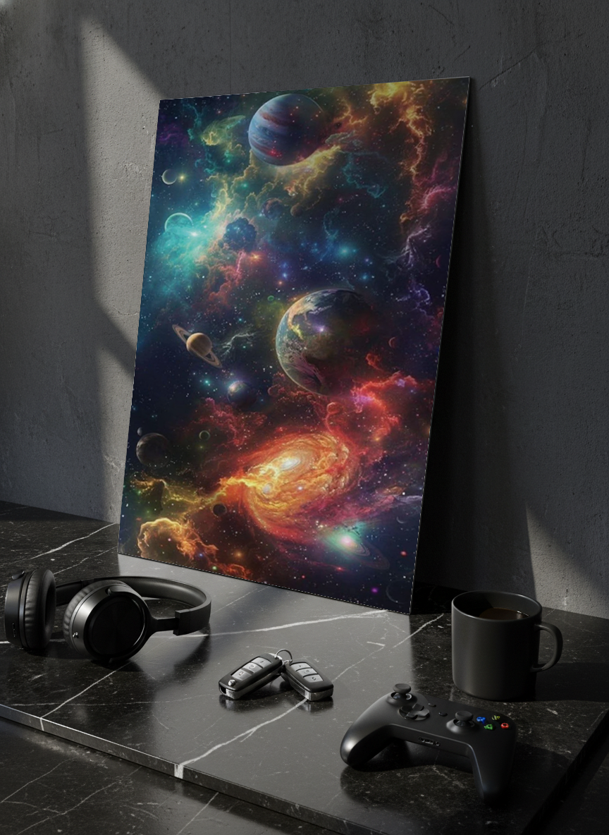 Printed 4K Ultra Gloss Metal Frame A3 Size | Cosmic Dreamscape Print | 1.2mm Premium Thickness Wall Frame (12x18 Inches)