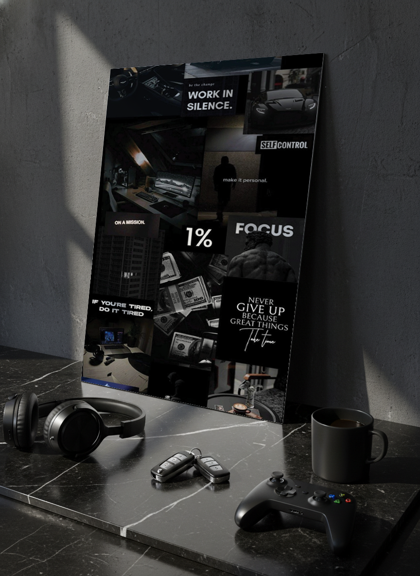 Printed 4K Ultra Gloss Metal Frame A3 Size | 1% Mindset Print | 1.2mm Premium Thickness Wall Frame (12x18 Inches)