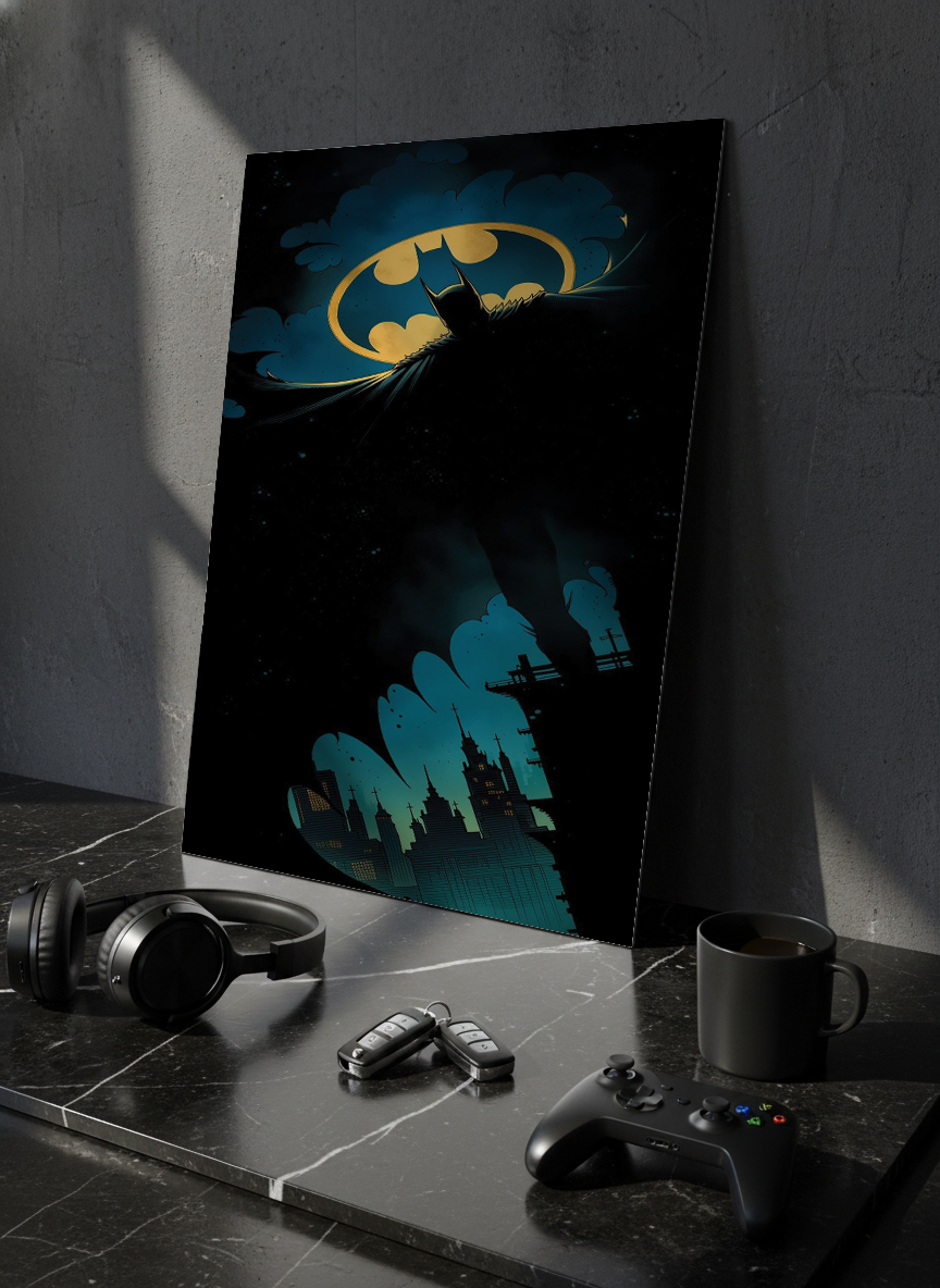 Printed 4K Ultra Gloss Metal Frame A3 Size | Dark Batman Print | 1.2mm Premium Thickness Wall Frame (12x18 Inches)