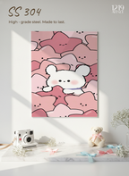 Printed 4K Ultra Gloss Metal Frame A3 Size | Hug Me Pink Print | 1.2mm Premium Thickness Wall Frame (12x18 Inches)