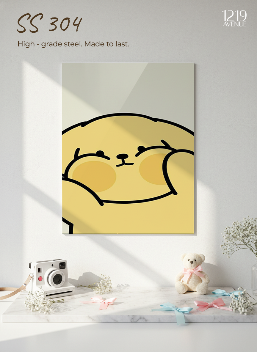 Printed 4K Ultra Gloss Metal Frame A3 Size | Chubby Cheeks Print | 1.2mm Premium Thickness Wall Frame (12x18 Inches)