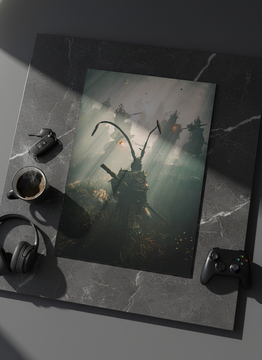 Printed 4K Ultra Gloss Metal Frame A3 Size | Spirit of the Samurai Print | 1.2mm Premium Thickness Wall Frame (12x18 Inches)