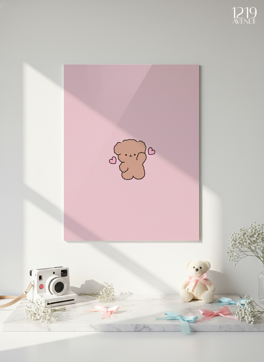 Printed 4K Ultra Gloss Metal Frame A3 Size | Lil Bear Love Print | 1.2mm Premium Thickness Wall Frame (12x18 Inches)