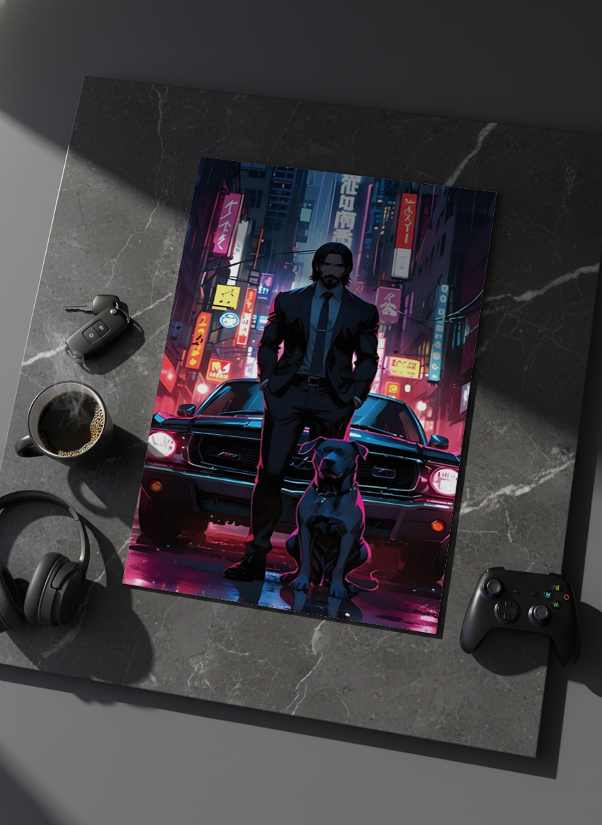 Printed 4K Ultra Gloss Metal Frame A3 Size | Midnight Mafia Vibes Print | 1.2mm Premium Thickness Wall Frame (12x18 Inches)