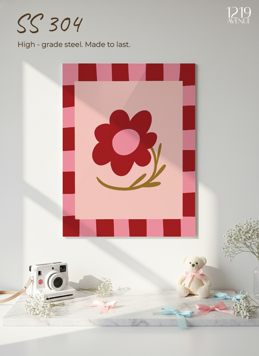 Printed 4K Ultra Gloss Metal Frame A3 Size | Flower Frame Print | 1.2mm Premium Thickness Wall Frame (12x18 Inches)