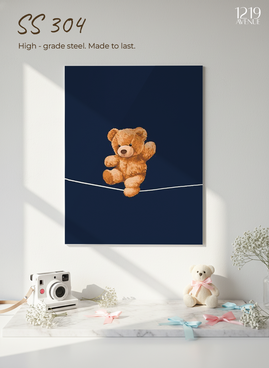 Printed 4K Ultra Gloss Metal Frame A3 Size | Bearly Holding Print | 1.2mm Premium Thickness Wall Frame (12x18 Inches)