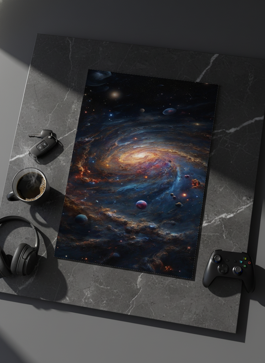 Printed 4K Ultra Gloss Metal Frame A3 Size | Cosmic Infinity Vibes Print | 1.2mm Premium Thickness Wall Frame (12x18 Inches)