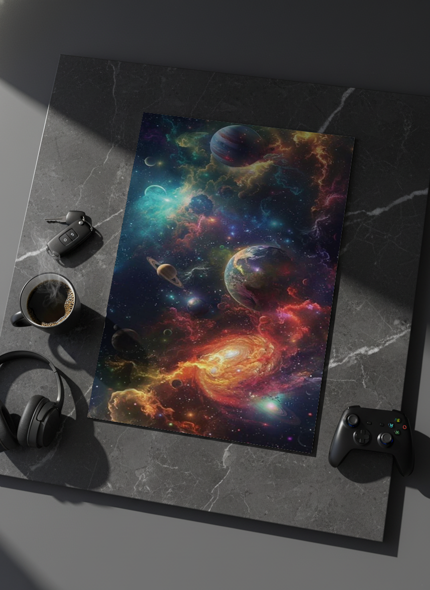 Printed 4K Ultra Gloss Metal Frame A3 Size | Cosmic Dreamscape Print | 1.2mm Premium Thickness Wall Frame (12x18 Inches)