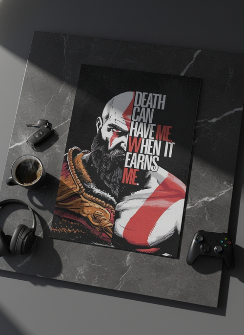 Printed 4K Ultra Gloss Metal Frame A3 Size | Kratos Warrior Spirit Print | 1.2mm Premium Thickness Wall Frame (12x18 Inches)
