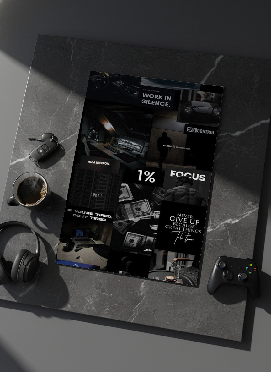 Printed 4K Ultra Gloss Metal Frame A3 Size | 1% Mindset Print | 1.2mm Premium Thickness Wall Frame (12x18 Inches)