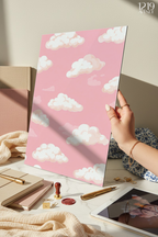 Printed 4K Ultra Gloss Metal Frame A3 Size | Blush Clouds Print | 1.2mm Premium Thickness Wall Frame (12x18 Inches)