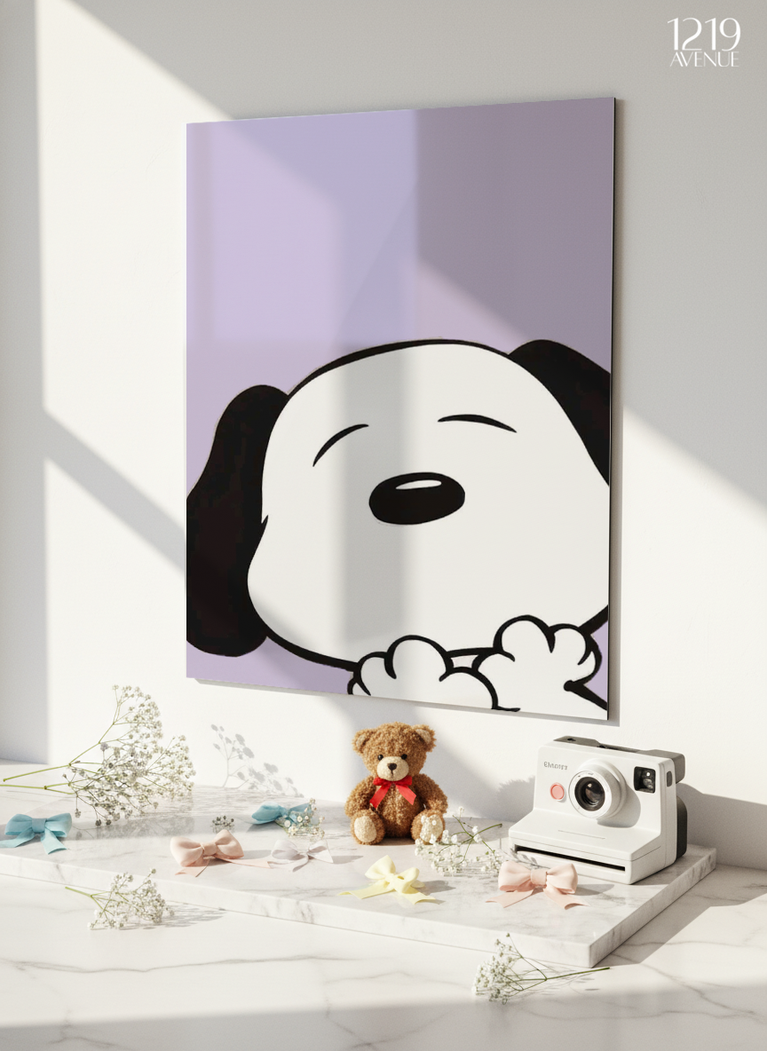 Printed 4K Ultra Gloss Metal Frame A3 Size | Sleepy Pup Print | 1.2mm Premium Thickness Wall Frame (12x18 Inches)