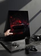 Printed 4K Ultra Gloss Metal Frame A3 Size | Midnight Redline Print | 1.2mm Premium Thickness Wall Frame (12x18 Inches)