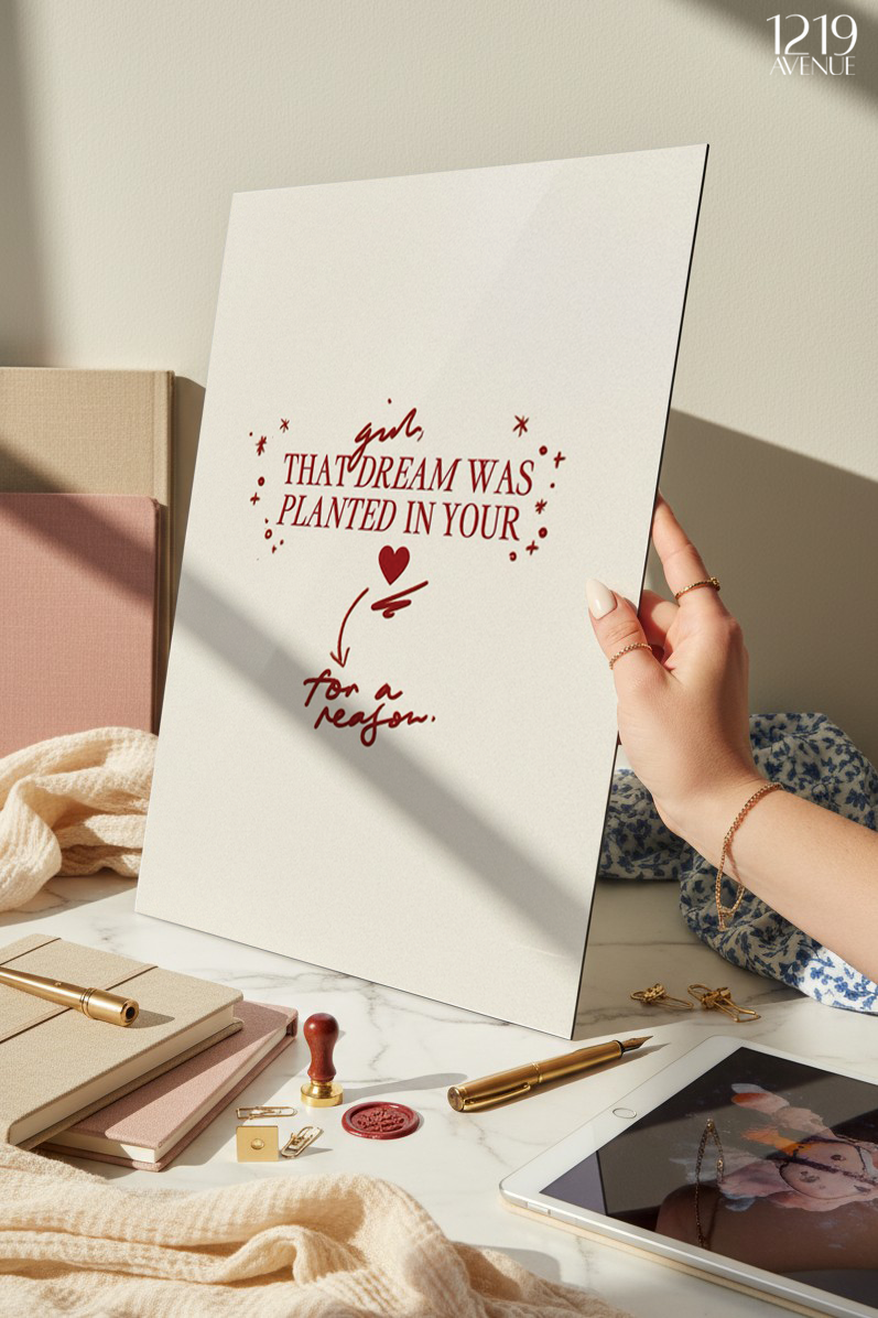 Printed 4K Ultra Gloss Metal Frame A3 Size | Dreams Planted Design | 1.2mm Premium Thickness Wall Frame (12x18 Inches)