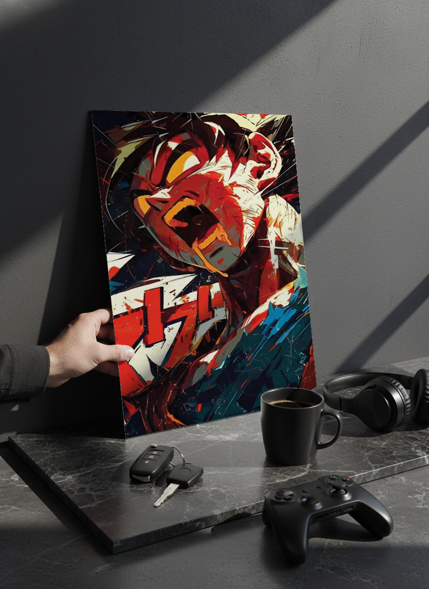 Printed 4K Ultra Gloss Metal Frame A3 Size | Silent Shinobi Rage Print | 1.2mm Premium Thickness Wall Frame (12x18 Inches)