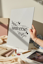 Printed 4K Ultra Gloss Metal Frame A3 Size | Trust the Universe Print | 1.2mm Premium Thickness Wall Frame (12x18 Inches)
