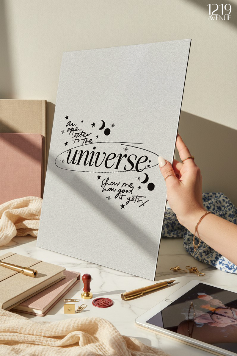 Printed 4K Ultra Gloss Metal Frame A3 Size | Trust the Universe Print | 1.2mm Premium Thickness Wall Frame (12x18 Inches)