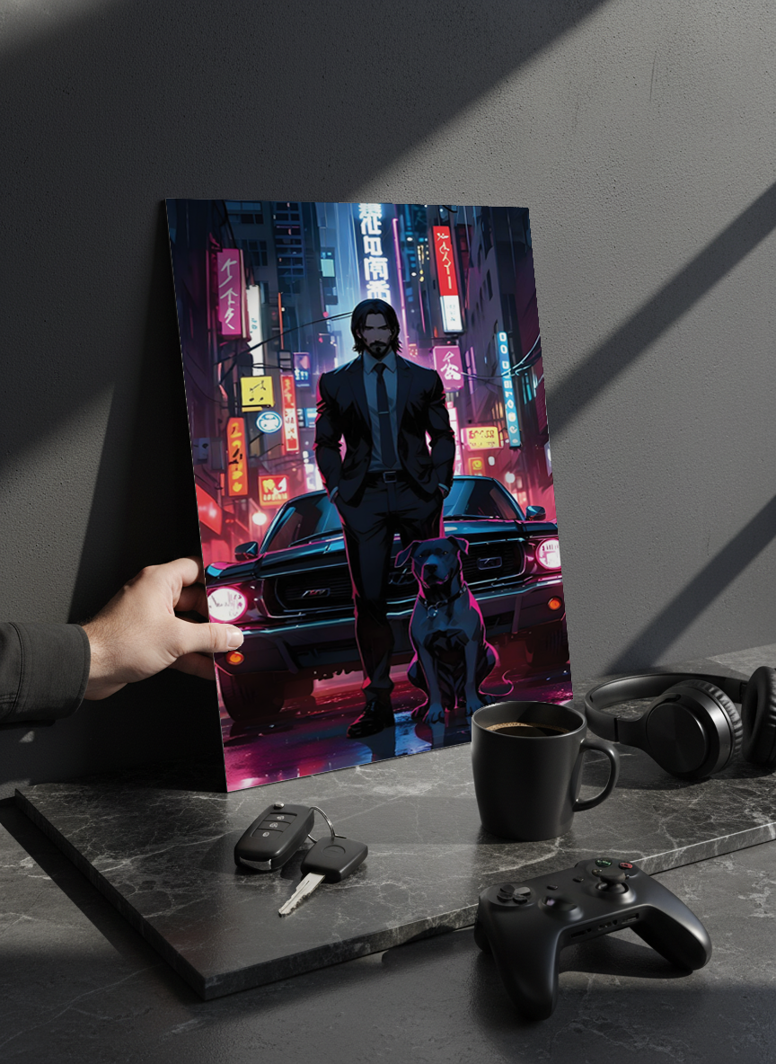 Printed 4K Ultra Gloss Metal Frame A3 Size | Midnight Mafia Vibes Print | 1.2mm Premium Thickness Wall Frame (12x18 Inches)