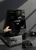 Printed 4K Ultra Gloss Metal Frame A3 Size | Lock In Mentality Print | 1.2mm Premium Thickness Wall Frame (12x18 Inches)