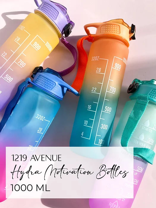 1219 Avenue 1000ml Hydra Motivational Bottle | Stay Hydrated | Silicon Bottles