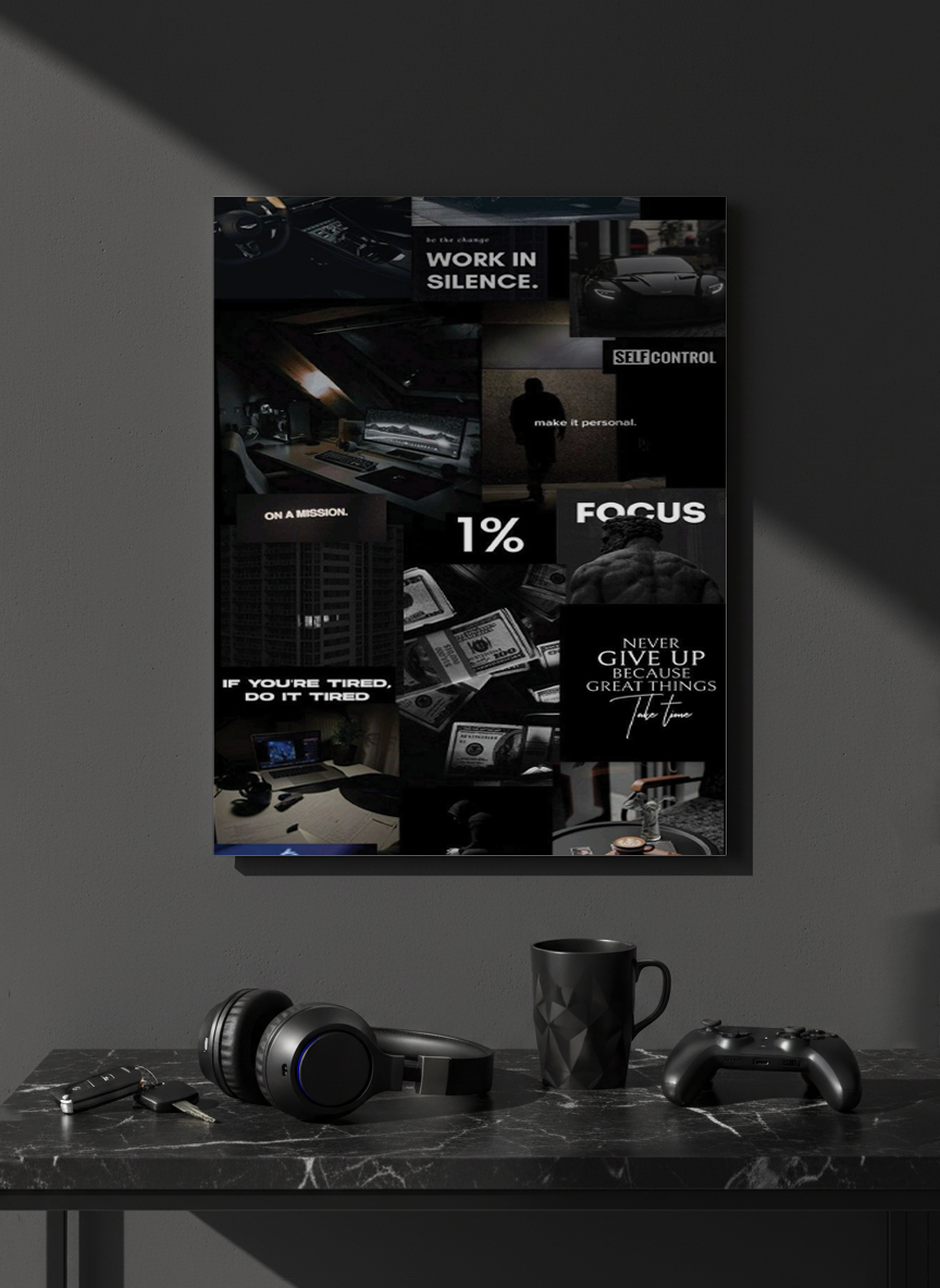 Printed 4K Ultra Gloss Metal Frame A3 Size | 1% Mindset Print | 1.2mm Premium Thickness Wall Frame (12x18 Inches)