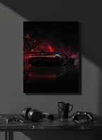 Printed 4K Ultra Gloss Metal Frame A3 Size | Midnight Redline Print | 1.2mm Premium Thickness Wall Frame (12x18 Inches)