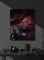 Printed 4K Ultra Gloss Metal Frame A3 Size | Dragon Night Racer Print | 1.2mm Premium Thickness Wall Frame (12x18 Inches)
