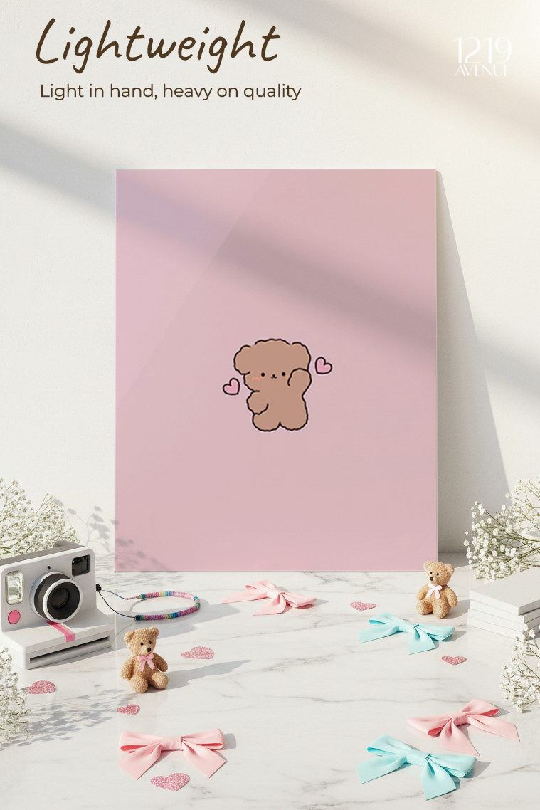 Printed 4K Ultra Gloss Metal Frame A3 Size | Lil Bear Love Print | 1.2mm Premium Thickness Wall Frame (12x18 Inches)