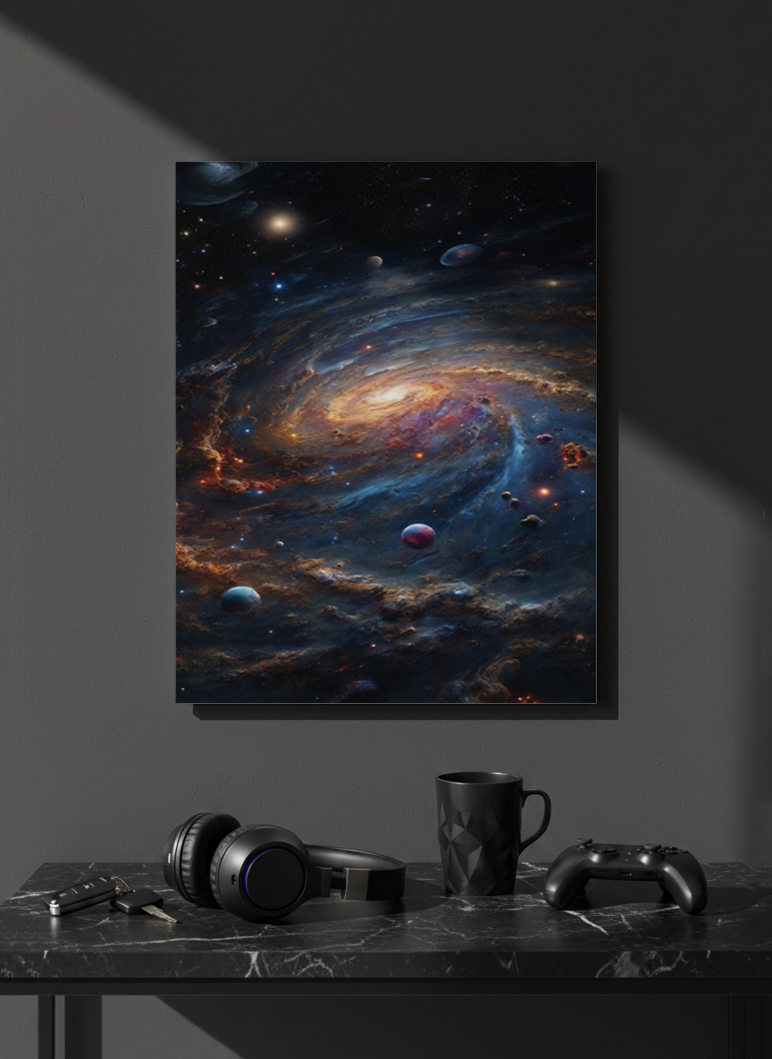 Printed 4K Ultra Gloss Metal Frame A3 Size | Cosmic Infinity Vibes Print | 1.2mm Premium Thickness Wall Frame (12x18 Inches)